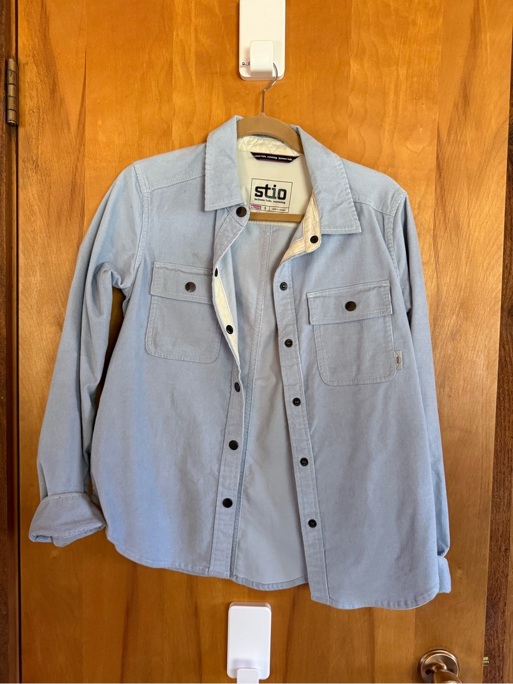 Stio Light Blue Corduroy Button-Down Shirt Jacket